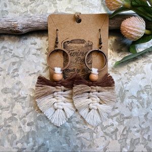 Handmade macrame leaf earrings